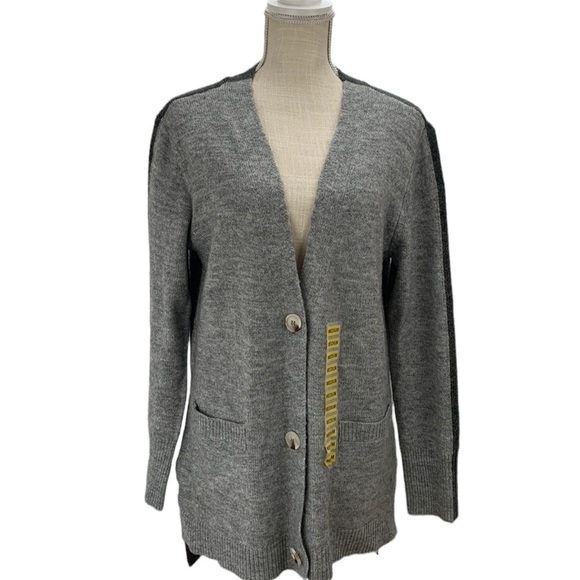 BB Dakota Steve Madden Gray Color Block Oversized Cardigan Size Medium - Picture 1 of 16